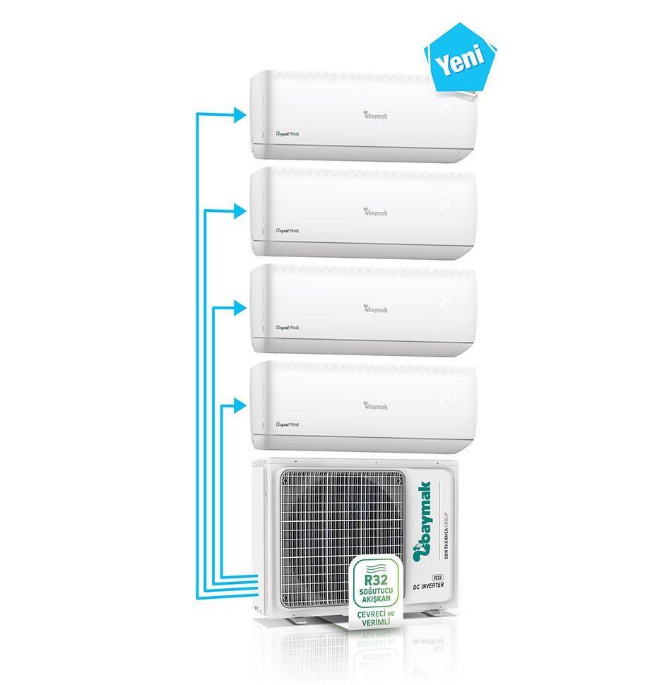 BAYMAK ELEGANT PRIME MULTI DUVAR TİPİ SPLİT KLİMA 9+12+12+12 İÇ 36 DIŞ (MONTAJ DAHİL FİYATTIR )