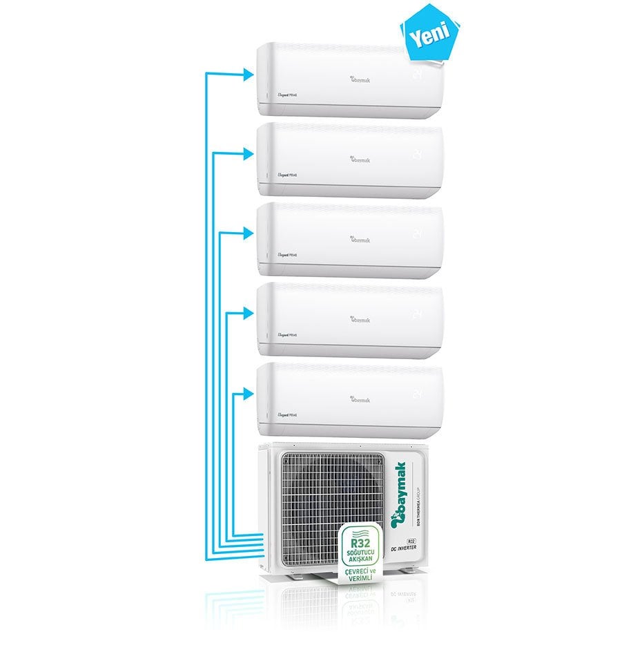 BAYMAK ELEGANT PRIME MULTI DUVAR TİPİ SPLİT KLİMA 9+9+12+12+12 İÇ 42 DIŞ (MONTAJ DAHİLDİR)