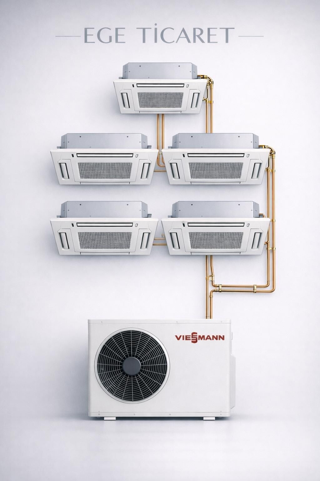 Viessmann Multi Kaset İnverter Klima 42000 Btu 1 Dış + 5 İç Ünite 12000 + 12000 + 12000 + 12000 + 18000Btu