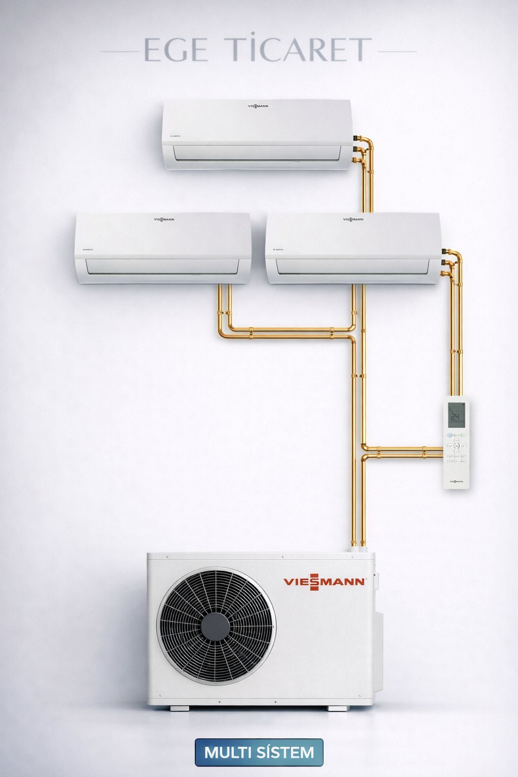 Viessmann Multi split İnverter Klima 24000 Btu 1 Dış + 3 İç Ünite 12000 + 12000 + 12000Btu