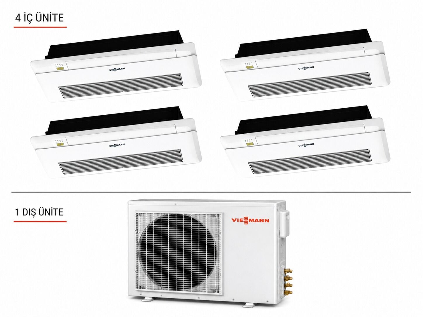 Viessmann multi OFAA100MFA105 35 Dış + 4 İç Ünite (9+12+12+12) Tek Yön Kaset Tipi Klima