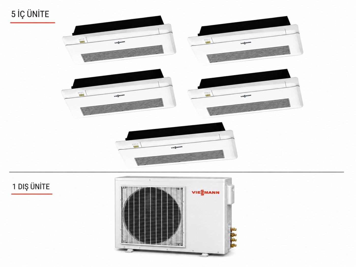 Viessmann multi OFAA100MFA123 42 Dış + 5 İç Ünite (9+9+12+12+24) Tek Yön Kaset Tipi Klima