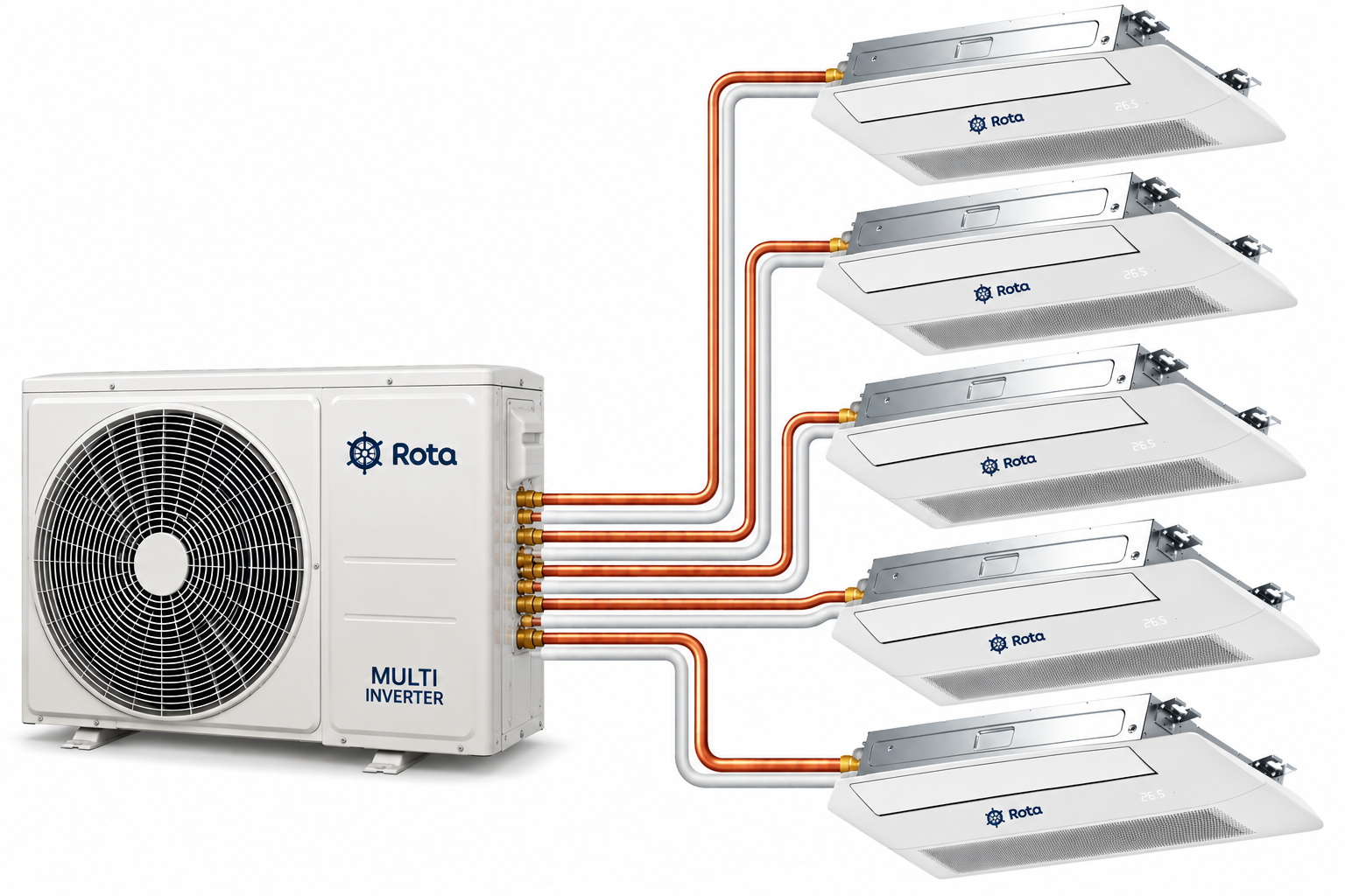 ROTA MULTİ TEK YÖN KASET 9+9+9+12+18 İÇ 42000 BTU DIŞ