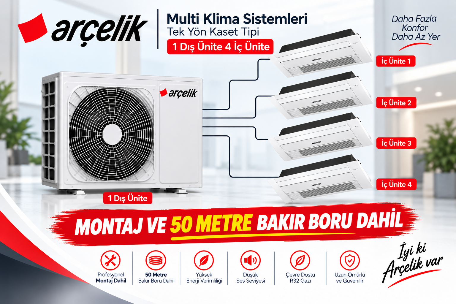 Arçelik Multi Tek Yön Kaset 9+9+12+18 İç 30 Dış